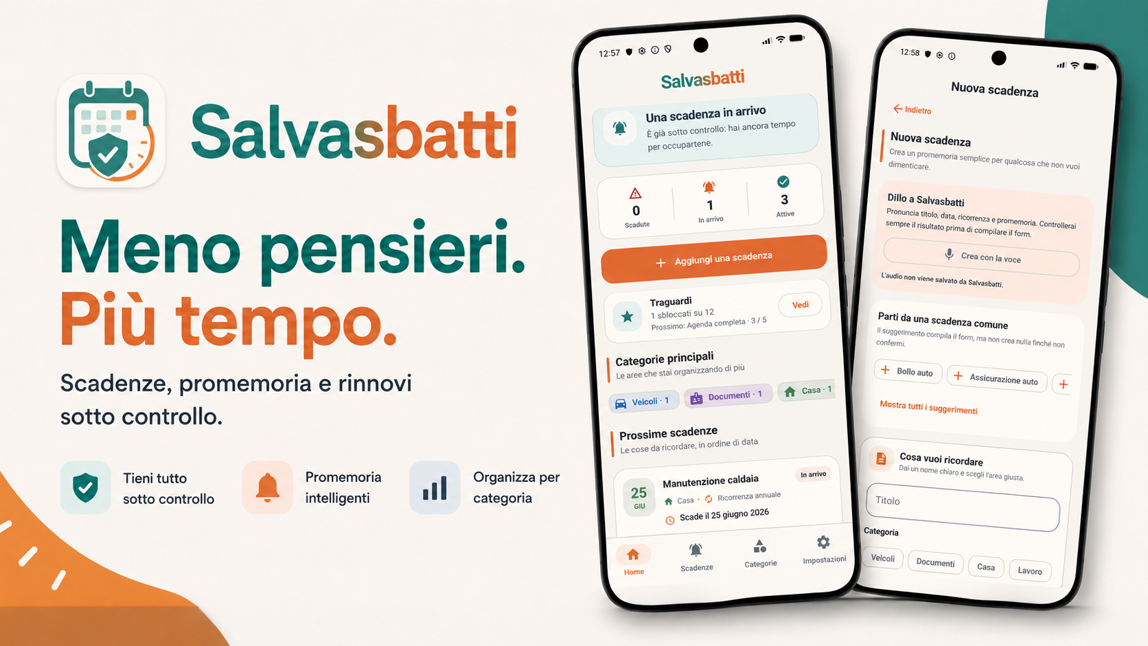 SalvaSbatti, app per scadenze, promemoria e rinnovi